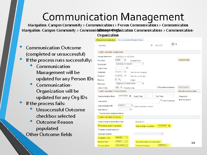 Communication Management Navigation: Campus Community > Communications > Person Communications > Communication Management Navigation: