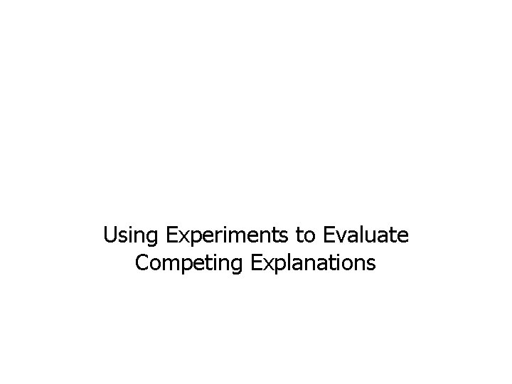 Using Experiments to Evaluate Competing Explanations 