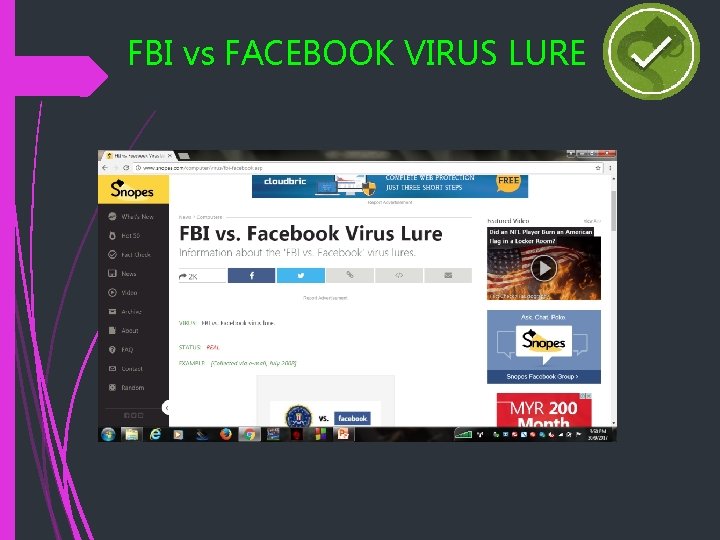 FBI vs FACEBOOK VIRUS LURE 