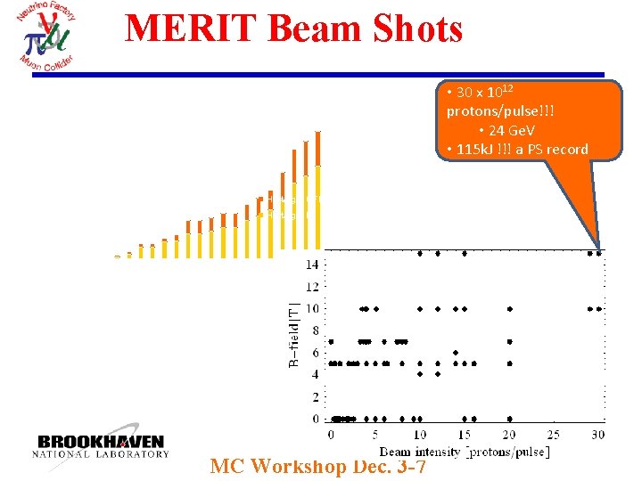 MERIT Beam Shots • 30 x 1012 protons/pulse!!! • 24 Ge. V • 115 MERIT Beam Shots • 30 x 1012 protons/pulse!!! • 24 Ge. V • 115