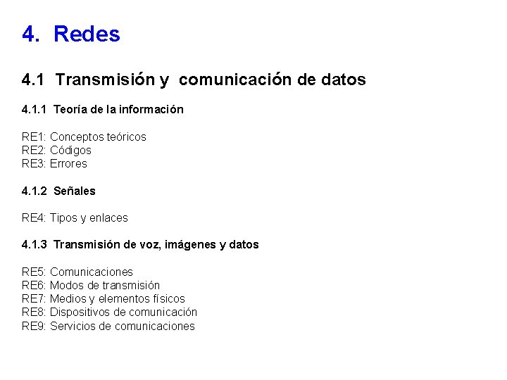 4. Redes 4. 1 Transmisión y comunicación de datos 4. 1. 1 Teoría de