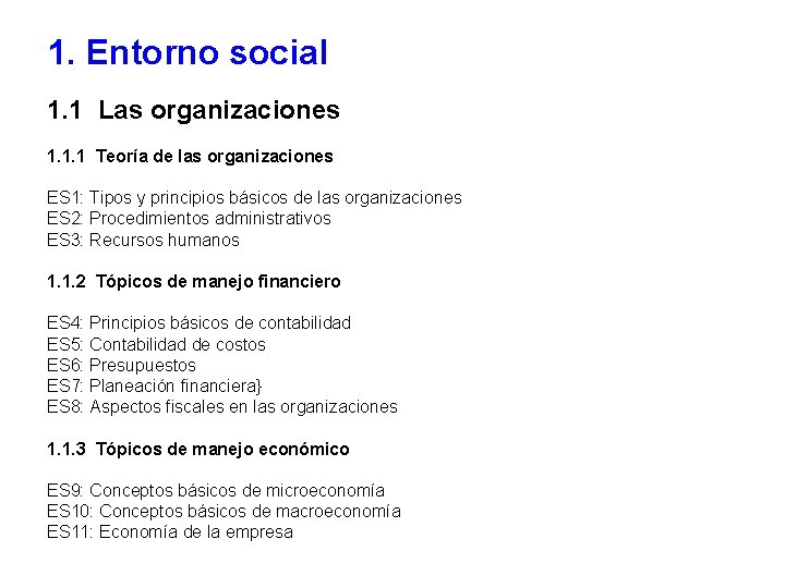 1. Entorno social 1. 1 Las organizaciones 1. 1. 1 Teoría de las organizaciones