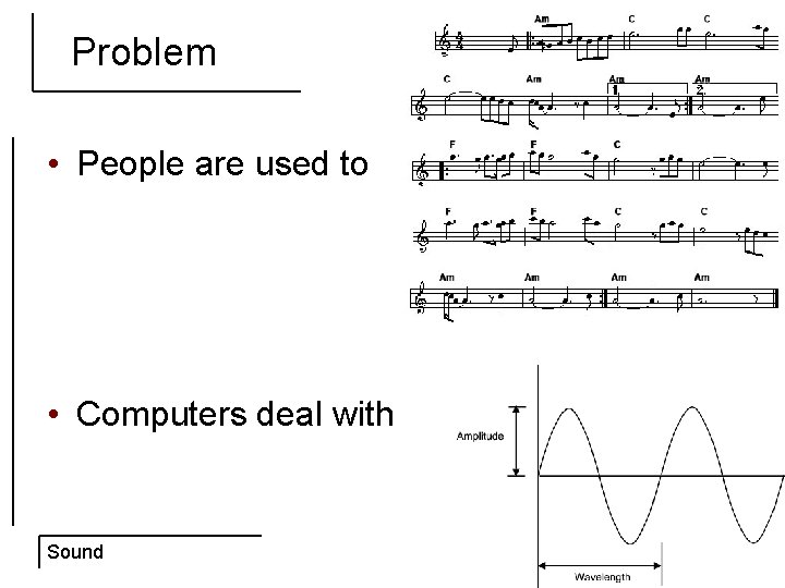 Problem • People are used to • Computers deal with Sound 