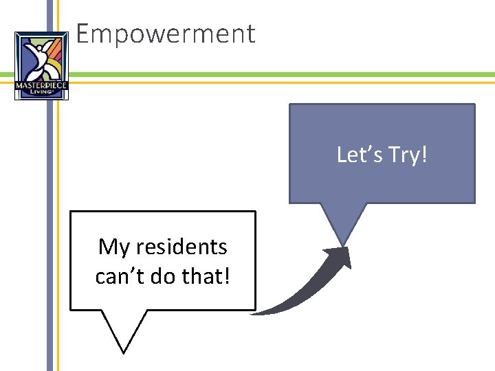 Empowerment Let’s Try! My residents can’t do that! 