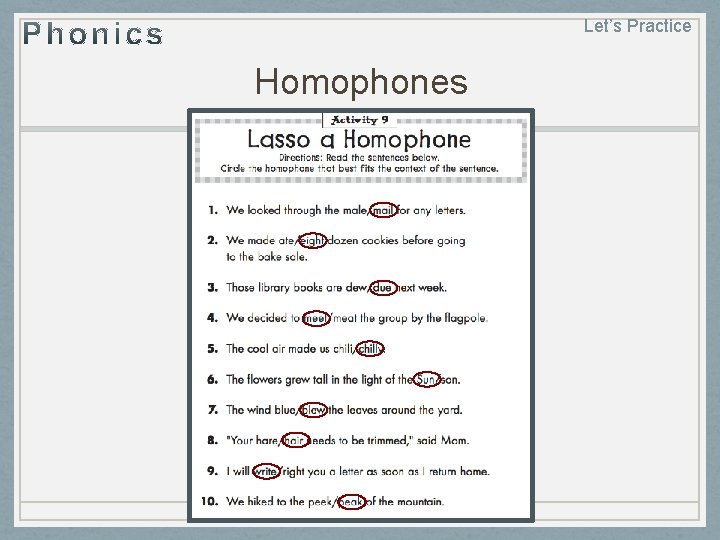 Let’s Practice Homophones 