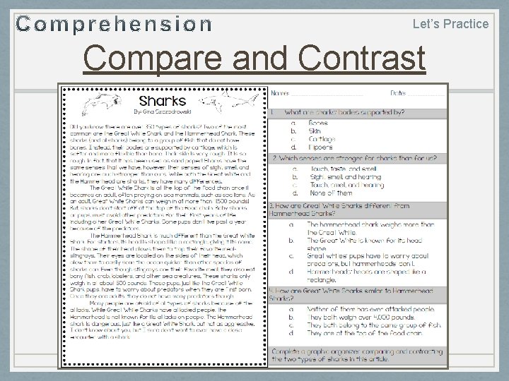 Let’s Practice Compare and Contrast 