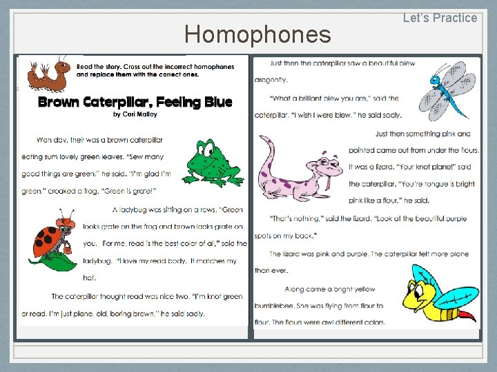 Homophones Let’s Practice 