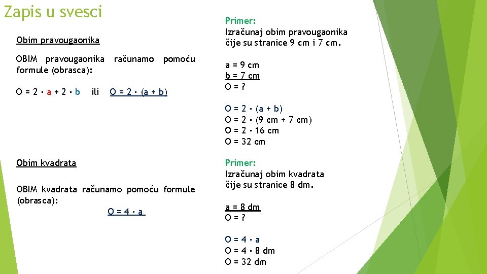 Obim pravougaonika i kvadrata Matematika 3 Da se