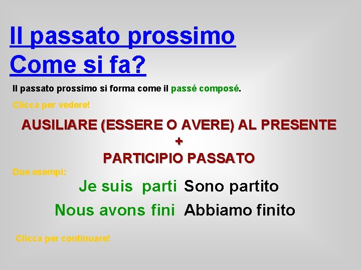 Il passato prossimo Come si fa? Il passato prossimo si forma come il passé