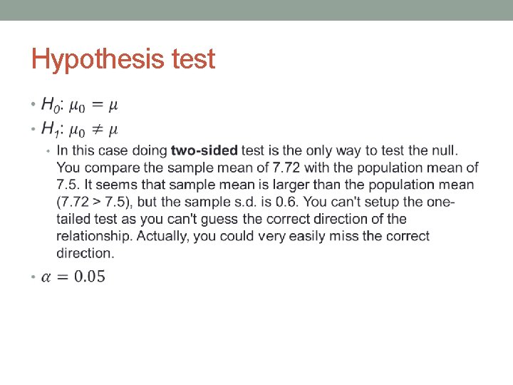 Hypothesis test • 