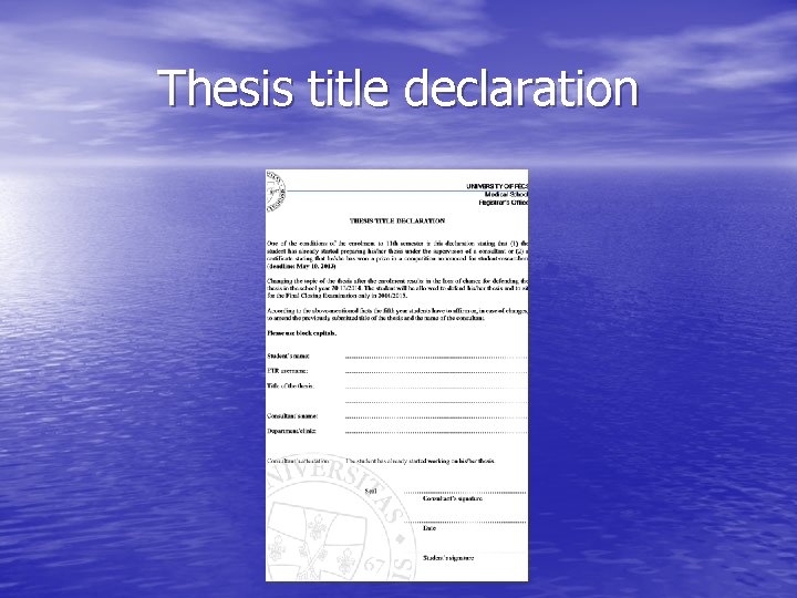 Thesis title declaration 