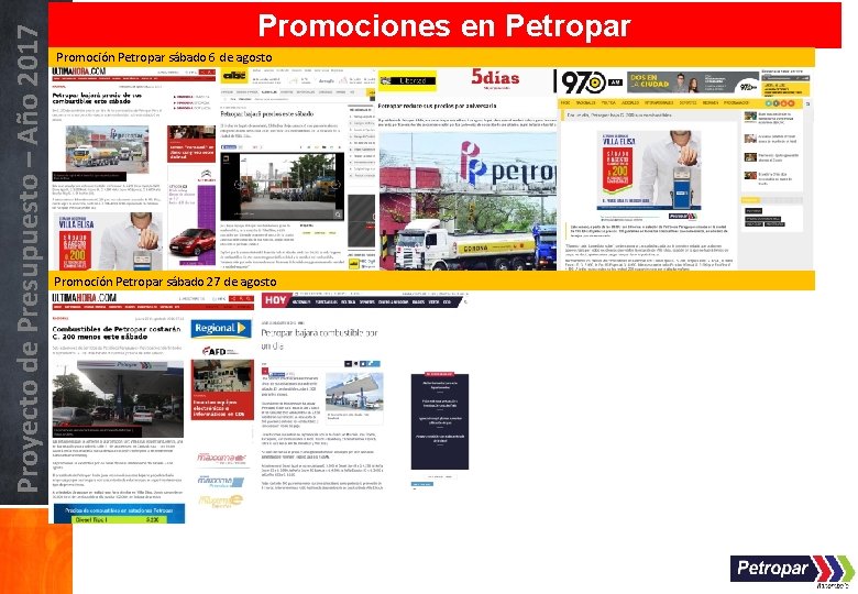 Proyecto de Presupuesto – Año 2017 Promociones en Petropar Promoción Petropar sábado 6 de