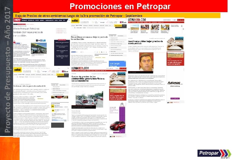 Proyecto de Presupuesto – Año 2017 Promociones en Petropar Baja de Precios de otros