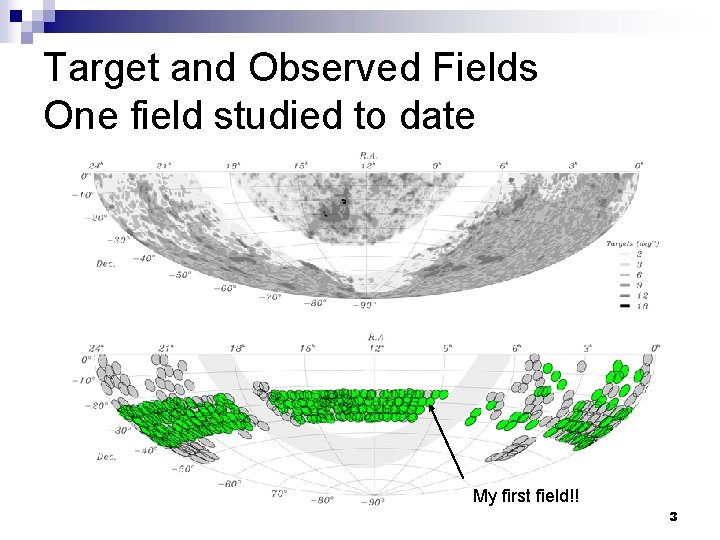 Target and Observed Fields One field studied to date My first field!! 3 
