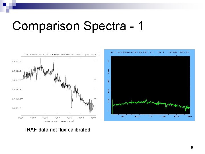 Comparison Spectra - 1 IRAF data not flux-calibrated 6 