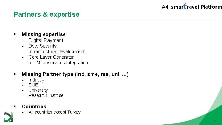 Partners & expertise § Missing expertise Digital Payment § Data Security Infrastructure Development Core