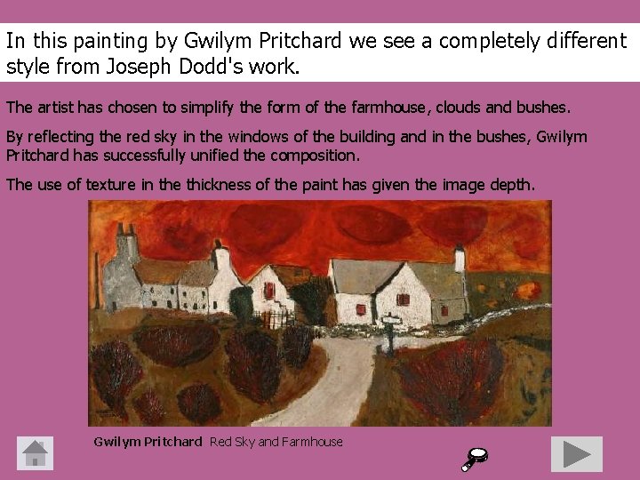 In this painting by Gwilym Pritchard we see a completely different style from Joseph