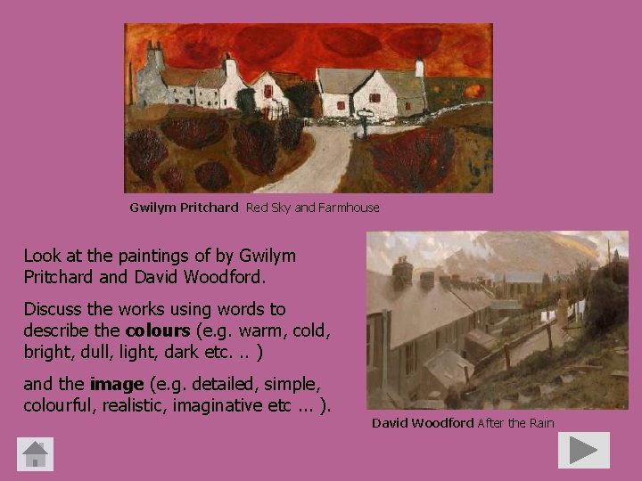 Gwilym Pritchard Red Sky and Farmhouse Look at the paintings of by Gwilym Pritchard