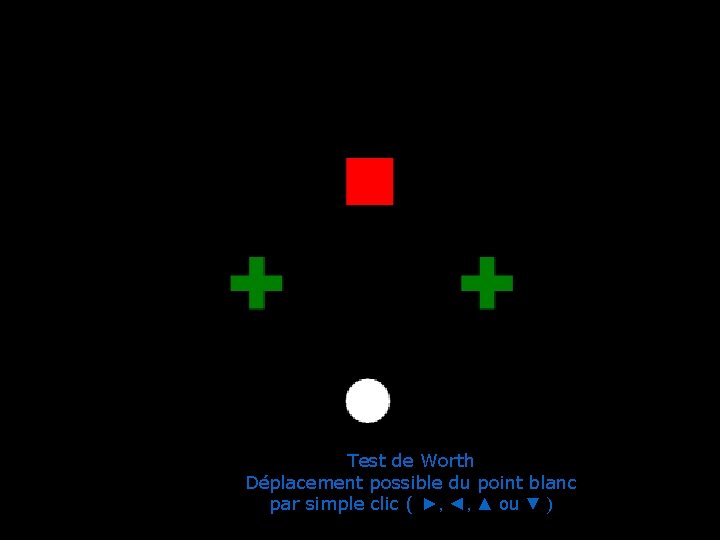 Test de Worth Déplacement possible du point blanc par simple clic ( ►, ◄, Test de Worth Déplacement possible du point blanc par simple clic ( ►, ◄,