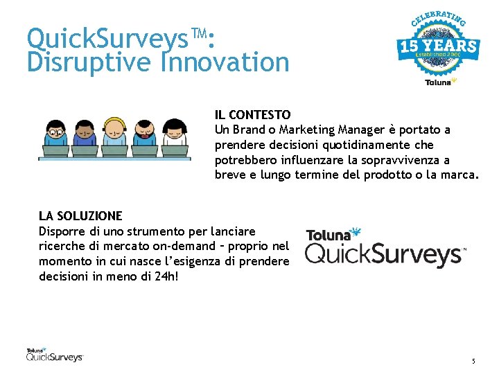 Quick. Surveys™: Disruptive Innovation IL CONTESTO Un Brand o Marketing Manager è portato a