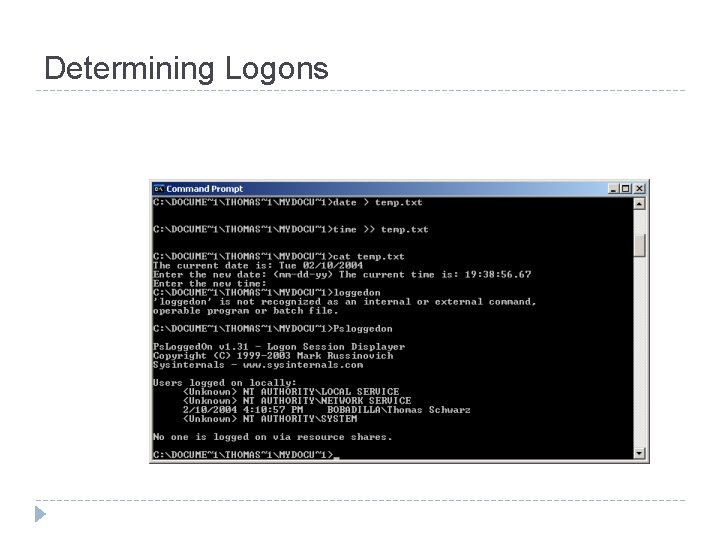 Determining Logons 