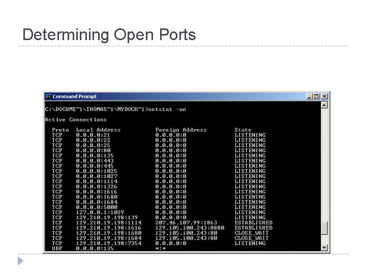 Determining Open Ports 