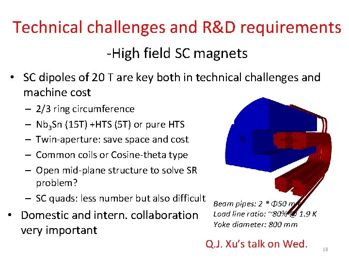 Technical challenges and R&D requirements -High field SC magnets • SC dipoles of 20