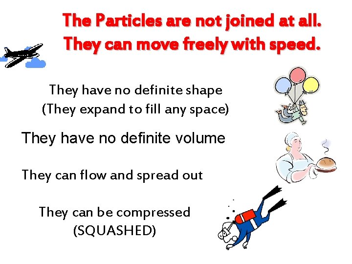 The Particles are not joined at all. They can move freely with speed. They