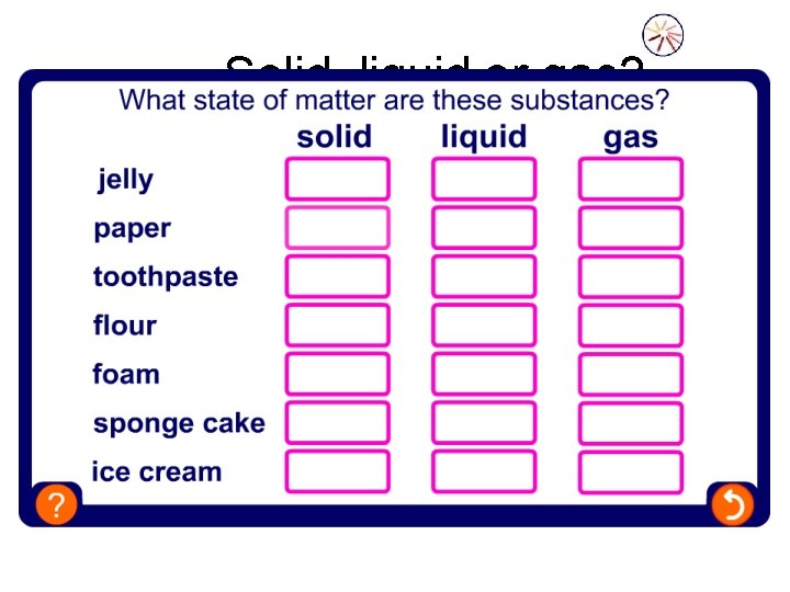Solid, liquid or gas? 