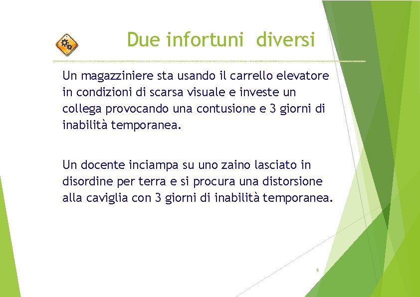 Due infortuni diversi Un magazziniere sta usando il carrello elevatore in condizioni di scarsa