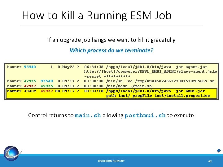 How to Kill a Running ESM Job If an upgrade job hangs we want