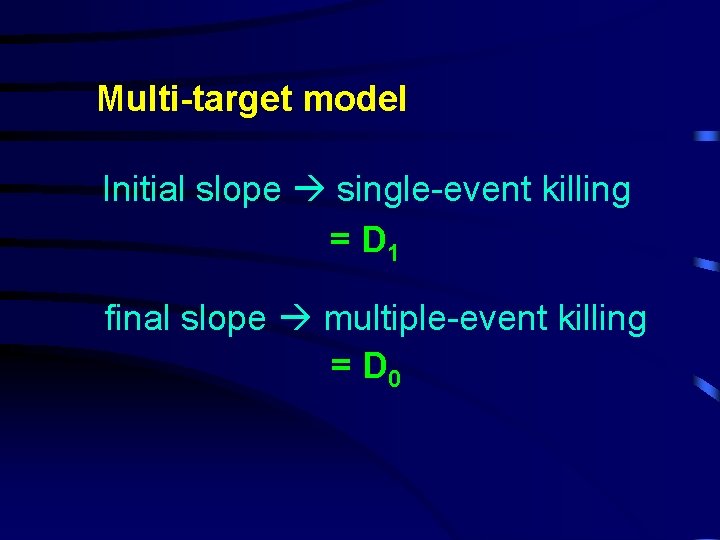 Multi-target model Initial slope single-event killing = D 1 final slope multiple-event killing =