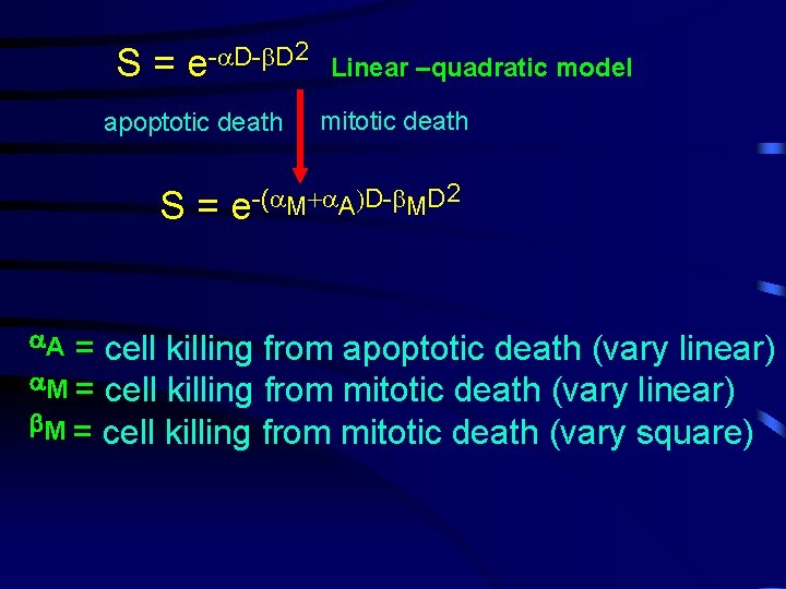 S= 2 -a. D-b. D e Linear –quadratic model apoptotic death S= a. A