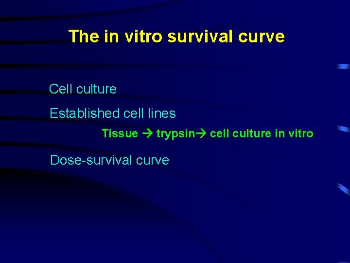 The in vitro survival curve Cell culture Established cell lines Tissue trypsin cell culture