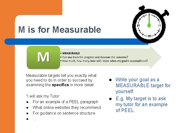 M is for Measurable targets tell you exactly what you need to do in