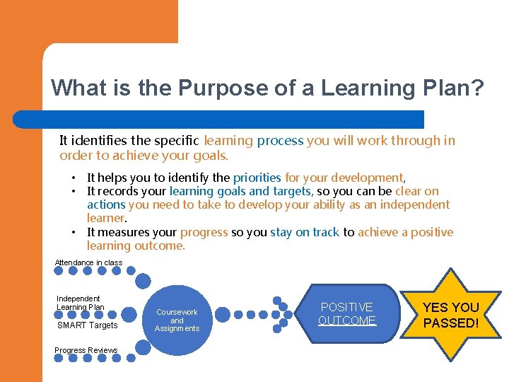 What is the Purpose of a Learning Plan? It identifies the specific learning process