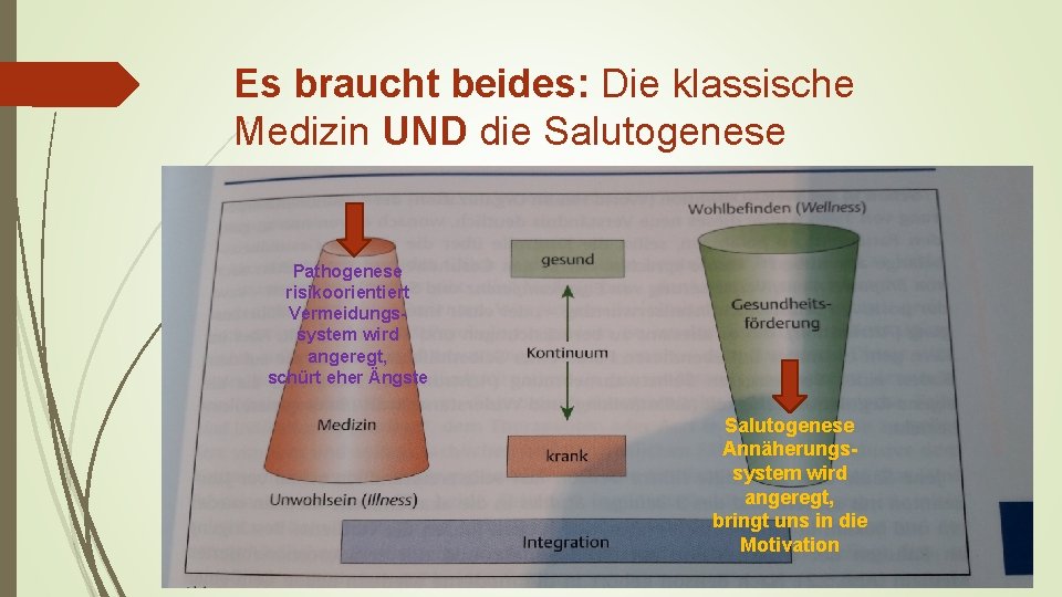 Es braucht beides: Die klassische Medizin UND die Salutogenese Pathogenese risikoorientiert Vermeidungssystem wird angeregt,