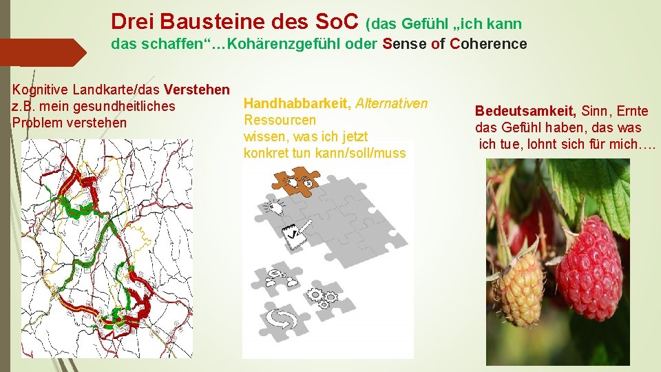 Drei Bausteine des So. C (das Gefühl „ich kann das schaffen“…Kohärenzgefühl oder Sense of