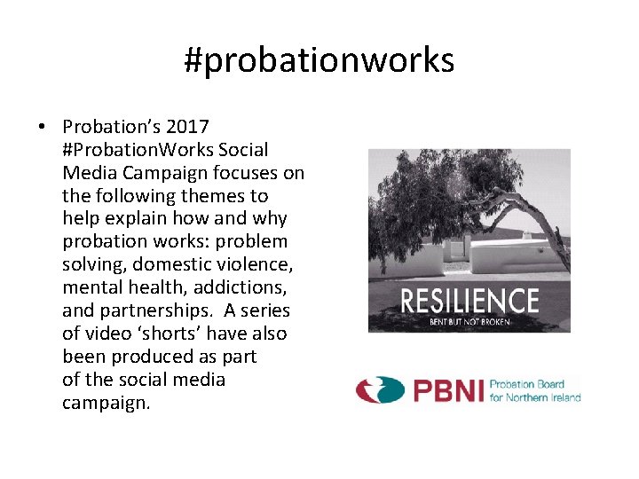 #probationworks • Probation’s 2017 #Probation. Works Social Media Campaign focuses on the following themes