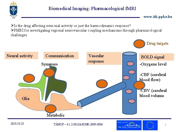 Biomedical Imaging: Pharmacological f. MRI www. itk. ppke. hu ØIs the drug affecting neuronal