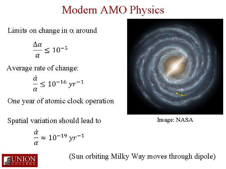 Modern AMO Physics Limits on change in a around Average rate of change: One