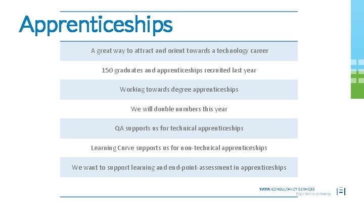 Apprenticeships A great way to attract and orient towards a technology career 150 graduates