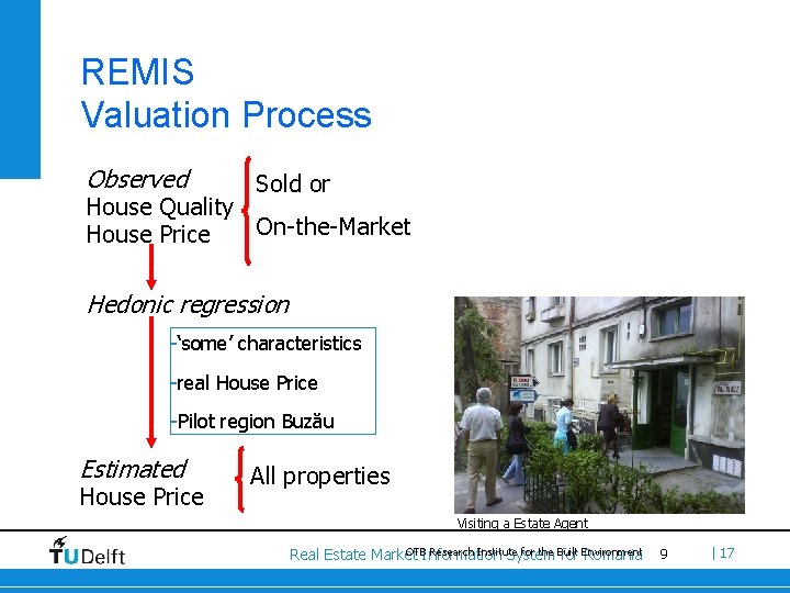 REMIS Valuation Process Observed Sold or House Quality On-the-Market House Price Hedonic regression -‘some’