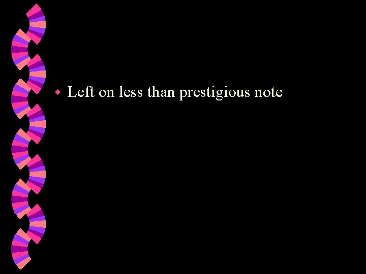 w Left on less than prestigious note 