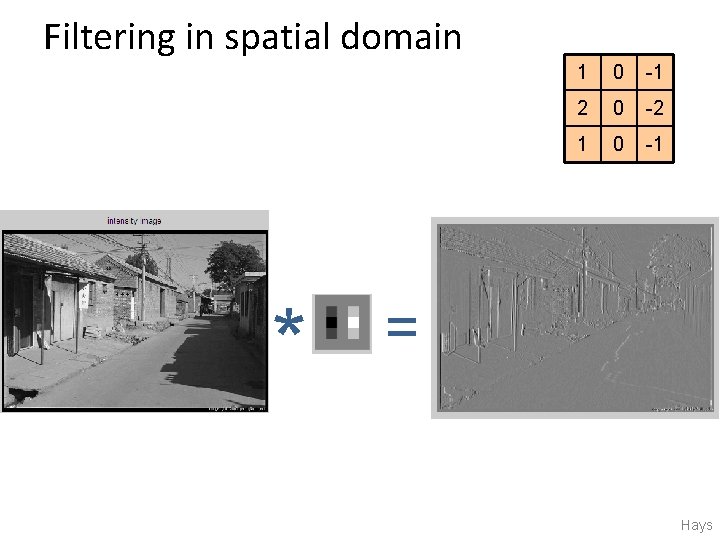 Filtering in spatial domain * 1 0 -1 2 0 -2 1 0 -1