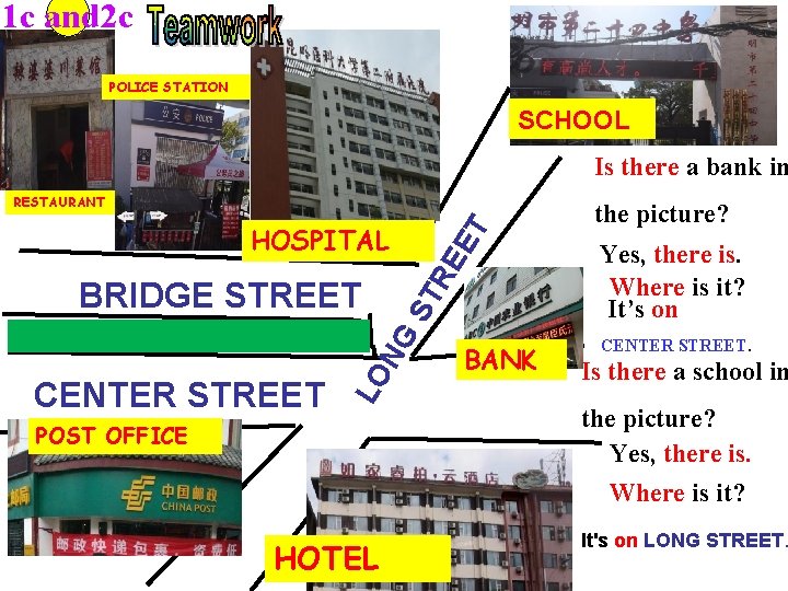 1 c and 2 c POLICE STATION SCHOOL Is there a bank in HOSPITAL