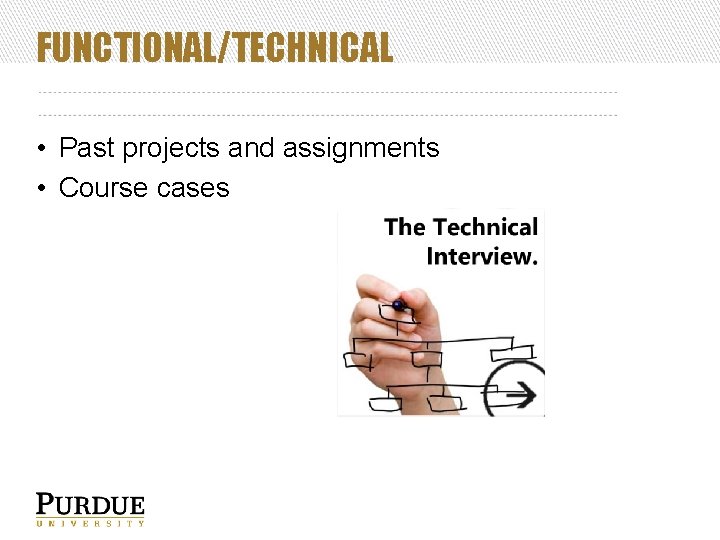 FUNCTIONAL/TECHNICAL • Past projects and assignments • Course cases 