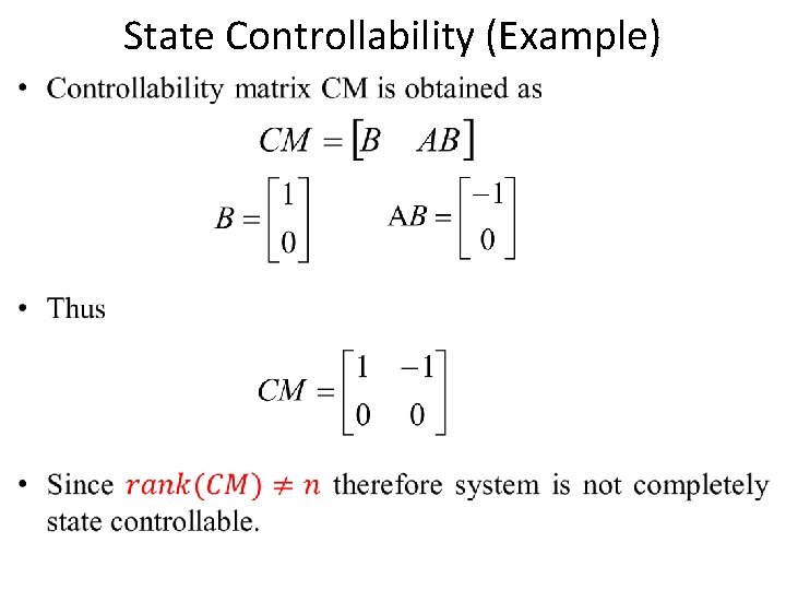 State Controllability (Example) • 