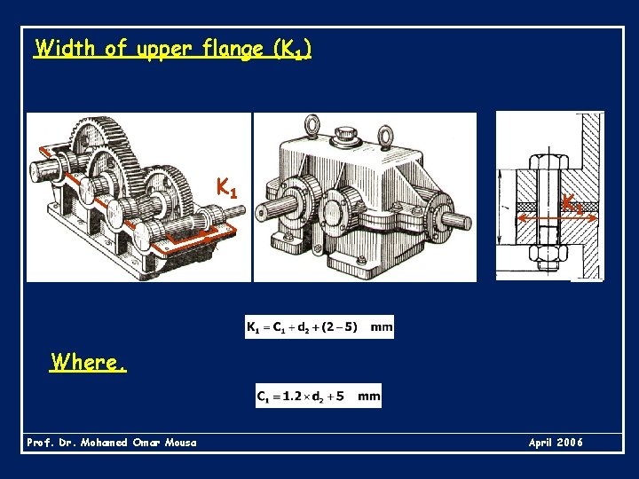 Width of upper flange (K 1) K 1 Where, Prof. Dr. Mohamed Omar Mousa