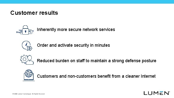 Customer results Inherently more secure network services Order and activate security in minutes Reduced